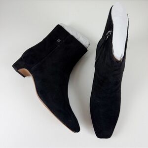 Franco Sarto Luella Square Toe Zip Ankle Boots Womens 8M Black Suede NEW